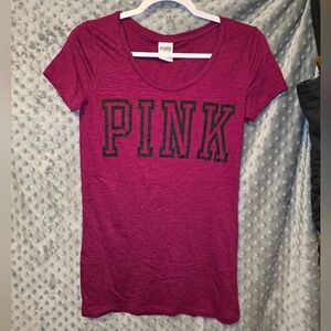 Victoria's Secret PINK Maroon Wine Colored Tee Medium